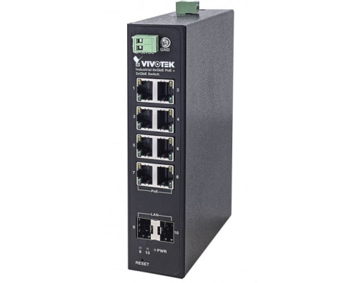 Vivotek AW-IHT-1000 10 Port Industrial 8xGE PoE + 2xGE SFP Switch