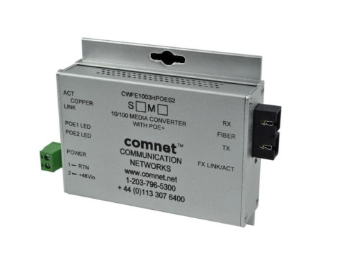 Comnet CWFE1004APOEMHO/M 10/100Mbps Ethernet Media Converter w/48V POE