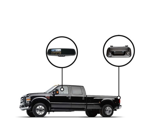 RVS Systems RVS-718505-05 Backup Camera System for Ford F550, Mirror Monitor with Backup Sensors, 33ft Cable