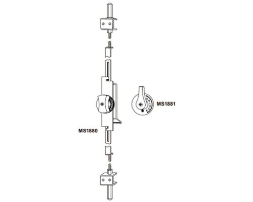 Adams Rite MS1880-02-682 Two-Point Flushbolt with Hourglass Shaped Turn in Satin Chrome Anodized