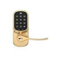 Yale YRL216-NR-605 Electronic Pushbutton Lever Lock, Standalone, Polished Brass