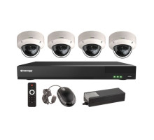 Vitek VT-TH5KT812TD-2 8 Channel 4-IN-1 (TVI/AHD/CVI/CVBS) DVR, 12TB with 4 x 5 Megapixel Vandal Dome Cameras, 2.8mm Lens