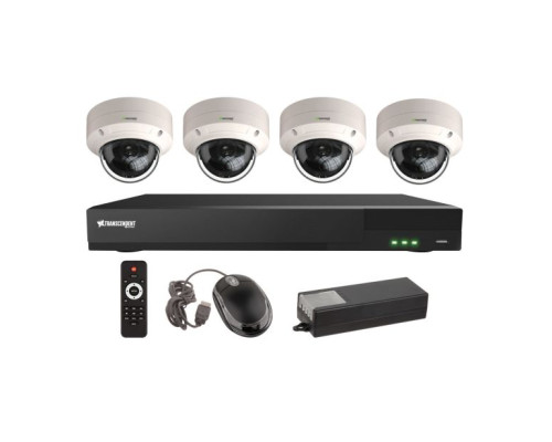 Vitek VT-TH5KT812TD-2 8 Channel 4-IN-1 (TVI/AHD/CVI/CVBS) DVR, 12TB with 4 x 5 Megapixel Vandal Dome Cameras, 2.8mm Lens