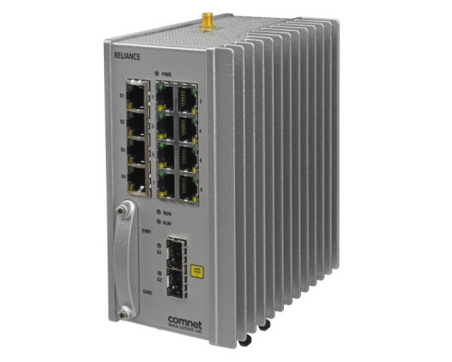 Comnet RLGE2FE16R-E-48-28P-S22-X RLGE2FE16R with 2 x 100/1000FX SFP, 8 x 10/100TX & PoE+, 4 x RS-232, 48VDC, Enhanced Security Software