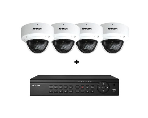 Avycon AVK-HN41V4-2T 4 Channel NVR, 2TB with 4 x 4MP H.265 Outdoor Dome Cameras