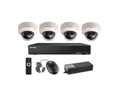 Vitek VT-TH5KT46TD-2 4 Channel 5-IN-1 (TVI/AHD/CVI/CVBS) DVR, 6TB with 4 x 5 Megapixel Vandal Dome Cameras, 2.8mm Lens