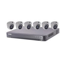 Hikvision T7208U2TA6 TurboHD Kit, 6 x 5MP Dome Camera with 2.8mm Lens and 8 Channel DVR, 2TB HDD