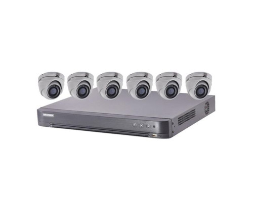 Hikvision T7208U2TA6 TurboHD Kit, 6 x 5MP Dome Camera with 2.8mm Lens and 8 Channel DVR, 2TB HDD