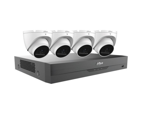 Dahua C845E42A 4-Channel 4K UHD Pentabrid DVR, 2TB HDD with 4 x 5MP Outdoor Turret Cameras