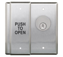 Camden Door Controls CM-2510-4-60KA Double Gang Push Plate/Key Switch, 'WHEELCHAIR' Symbol and 'PUSH TO OPEN', Blue