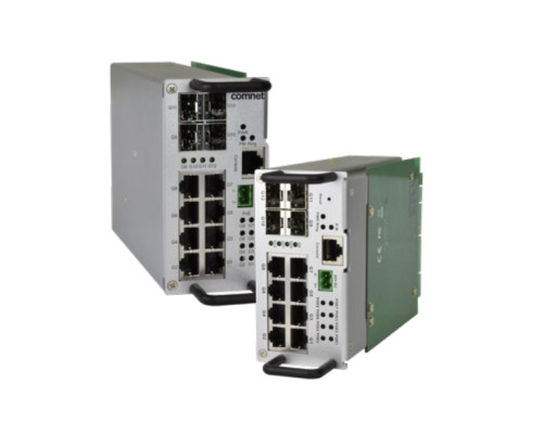 Comnet CNGE12FX4TX8MSPOE-TS Traffic Detector Rack Industrially Hardened Managed Switch with (8) 10/100/1000Base-TX & (4) 100/1000Base-FX Ports & PoE+