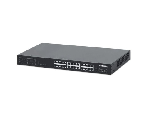 Intellinet 561761 24-Port Gigabit Ethernet PoE+ Switch with Four 10G SFP+ Uplinks