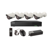 Vitek VT-TH5KT42TB-2 4 Channel 5-IN-1 (TVI/AHD/CVI/CVBS) DVR, 2TB with 4 x 5 Megapixel Bullet Cameras, 2.8mm Lens