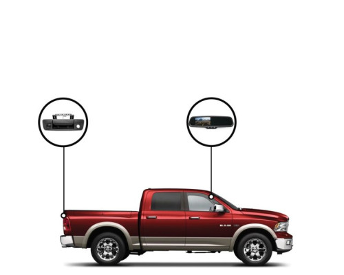 RVS Systems RVS-718510-02 420 TVL Dodge Tailgate Camera, (Ram 1500) Dodge Bluetooth Mirror Monitor, 33ft Cable