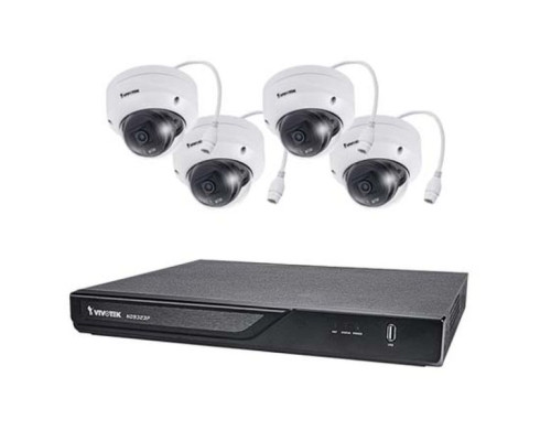 Vivotek ND9323P-2TB-4FD60 8 Channel NVR 2TB with 4 x 2MP Outdoor IR Dome IP Security Cameras