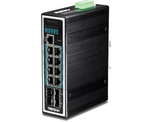 TRENDnet TI-PG1284i 12-Port Gigabit PoE+ L2+ Managed DIN-Rail Switch