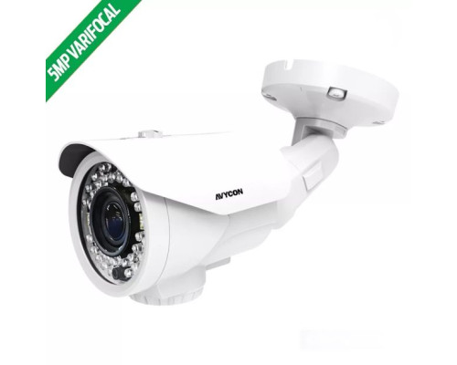 Avycon AVC-BTA52VT-W 5 Megapixel 4-in-1 HD-TVI / CVI / AHD / Analog Outdoor IR Bullet Camera, 2.8-12mm Lens, White