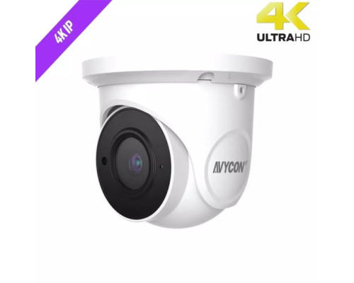 Avycon AVC-EHN81FT 8 Megapixel 4K Outdoor H.265 Eyeball IP Dome Camera, 2.8mm Lens