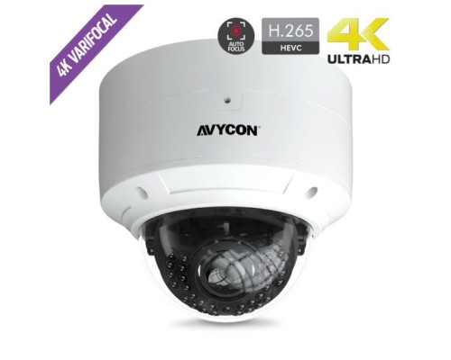 Avycon AVC-VHN81AVLT 4K Network IR Weatherproof Vandal Dome Camera, 3.3-12mm Lens