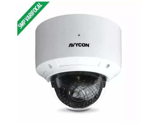 Avycon AVC-VTA51VLT 5 Megapixel HD-TVI / CVI / AHD / Analog Weatherproof Vandal Dome Camera, 2.8-12mm Lens