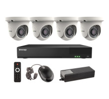 Vitek VT-TH5KT41TA 4 Channel 4-IN-1 (TVI/AHD/CVI/CVBS) DVR, 1TB with 4 x 5 Megapixel Turret/Ball Cameras, 3.6mm