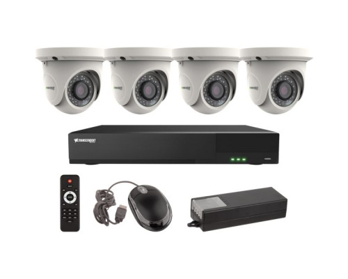 Vitek VT-TH5KT41TA 4 Channel 4-IN-1 (TVI/AHD/CVI/CVBS) DVR, 1TB with 4 x 5 Megapixel Turret/Ball Cameras, 3.6mm