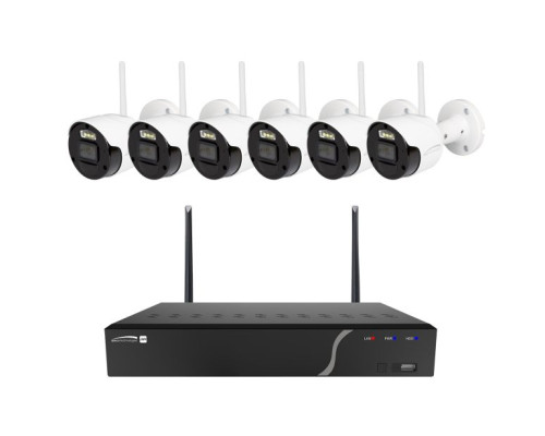 Speco ZIPK8WN2 8 Channel 2MP Wireless IP Camera and NVR Kit with 6 Cameras, NDAA