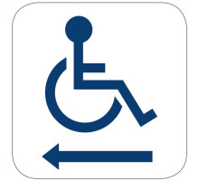 Camden Door Controls CM-25-2AL Narrow Push Plate Switch, Vertical Mounting, WHEELCHAIR Symbol with ARROW Left, Blue Graphics