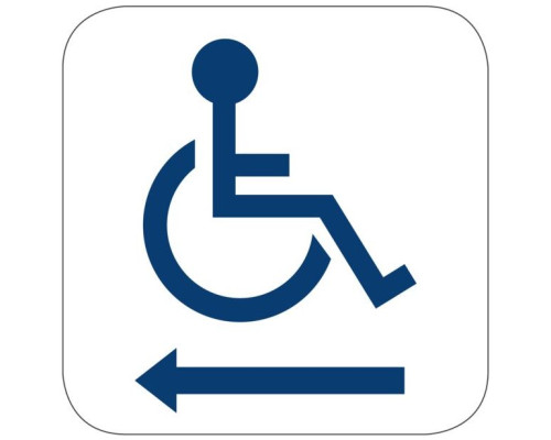 Camden Door Controls CM-25-2AL Narrow Push Plate Switch, Vertical Mounting, WHEELCHAIR Symbol with ARROW Left, Blue Graphics