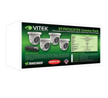 Vitek VT-THT2CKTFE-2 HD-TVI/AHD/CVI/CVBS 1080P Fixed Turret Camera 4 Pack Includes VTC-THT2RFE-2 with 2.8mm Lens VT-1205A-D4K 12VDC Power Block