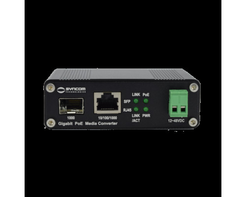 Syncom KA-GSFPHP Hardened Gigabit Ethernet to Gigabit SFP Media Converter with PoE