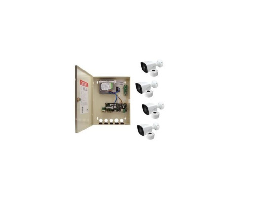 Speco ZIPTW4B1 4 Channel HD-TVI Wall Mount DVR, 1080p, 60fps, 1TB with 4 Outdoor IR Bullet Cameras 2.8mm Lens, White