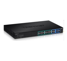 TRENDnet TPE-1620WSF 20 Port Gigabit Web Smart POE+ Switch with 2 Shared SFP Slots, 16 PoE+, 2SFP