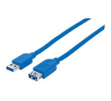 Manhattan 325394 USB-A Male to USB-A Female Cable, 1m (3ft), SuperSpeed USB (USB 3.2 Gen 1), 5 Gbps, Blue