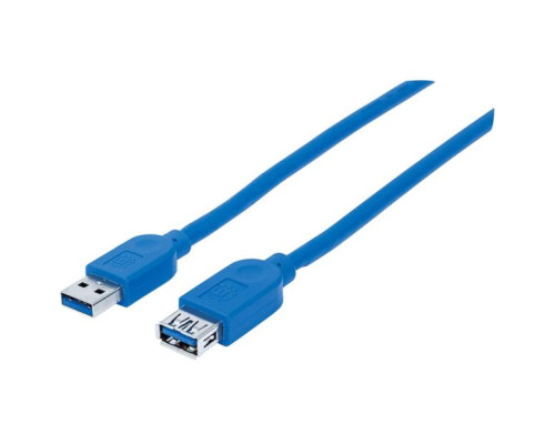 Manhattan 325394 USB-A Male to USB-A Female Cable, 1m (3ft), SuperSpeed USB (USB 3.2 Gen 1), 5 Gbps, Blue