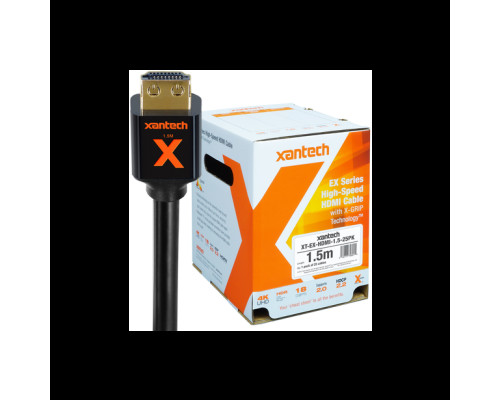 Linear XT-EX-HDMI-1-5-25PK Xantech EX Series Bulk Pack (25) - High-speed HDMI Cable with X-GRIP Technology, 1.5 Meter