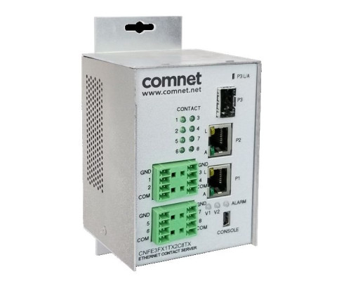 Comnet CNFE3FX1TX2C4DX-M Industrially Hardened 10/100 Mbps, 3 Port Intelligent Ethernet Switch with Integrated Contact Closure Server