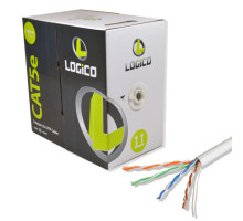 LOGICO C5EU2302 Cat5E UTP Cable 350Mhz 24Awg CMR Riser 1000Ft White