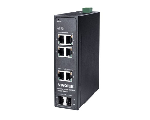 Vivotek AW-IHB-0800 6-Port Gigabit PoE Type 4 Compliant Industrial Unmanaged PoE Switch with SFP