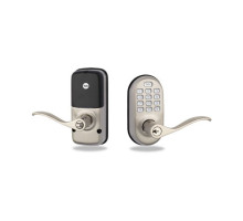 Yale YRL210ZW619 Push-Button Lever Lock with Z-Wave (Satin Nickel)