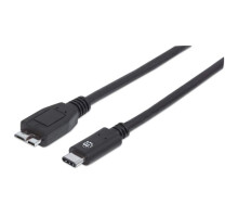 Manhattan 353397 USB 3.2 Gen 2, Type-C Male to Micro-B SuperSpeed Male Cable, 10 Gbps, 1m (3ft), Black