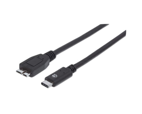 Manhattan 353397 USB 3.2 Gen 2, Type-C Male to Micro-B SuperSpeed Male Cable, 10 Gbps, 1m (3ft), Black