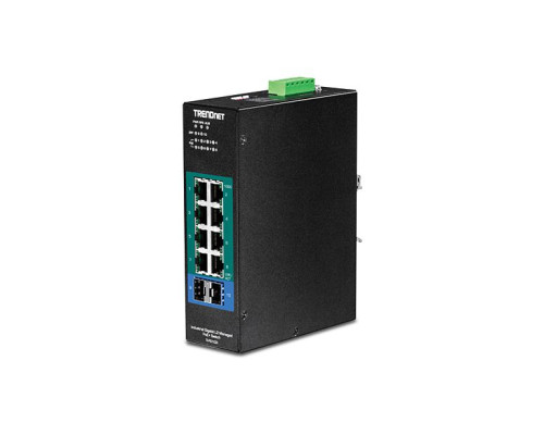 TRENDnet TI-PG102i 10-Port Industrial Gigabit L2 Managed PoE+ DIN-Rail Switch