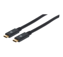 Manhattan 354905 USB-C Male to USB-C Male Cable, 2m (6ft), SuperSpeed USB (USB 3.2 Gen 1), 5 Gbps, 60 W / 3 A, 4K@60Hz, Black