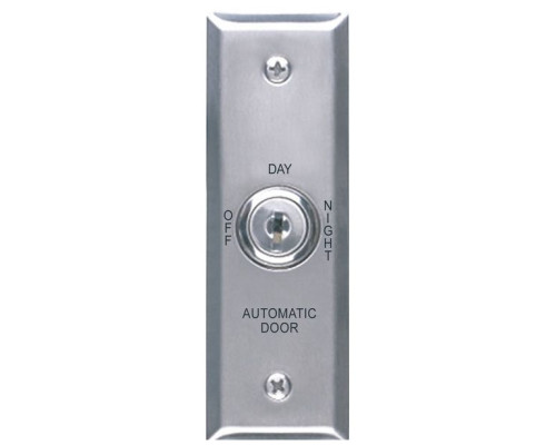 Camden Door Controls CM-170-20 Key Switch with Stainless Steel (narrow stile) Faceplate, 2 Position Switch, Momentary, 'Off'/'Open'