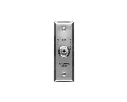 Camden Door Controls CM-170-23F Key Switch with Stainless Steel (Narrow Stile) Faceplate, 3 Position Switch, Maintained, 'Off/'Day'/'Night' In French