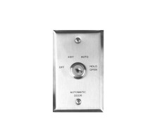 Camden Door Controls CM-180-24F Key Switch with Stainless Steel (Single Gang) Faceplate, 4 Position Switch, Maintained, 'Off'/'Exit'/'Auto'/'Hold Open' In French