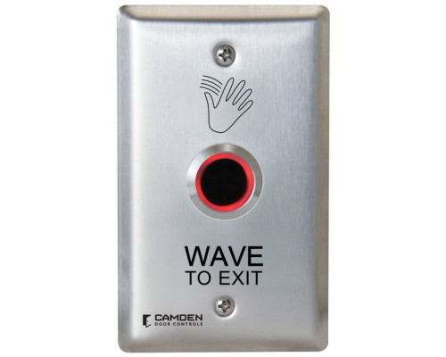 Camden Door Controls CM-221-46 ValueWave Touchless Switch, Single Gang, 'Wave to Exit' Graphics Compatible Surface Mounting Box CM-34BL