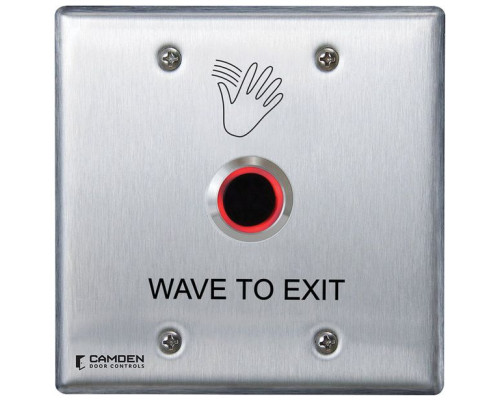 Camden Door Controls CM-221-46W ValueWave Touchless Switch, Double Gang, 'Wave to Exit' Graphics Compatible Surface Mounting Box CM-53