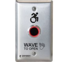 Camden Door Controls CM-221-A42 ValueWave Touchless Switch, Single Gang, 'Wave to Open' Graphics Compatible Surface Mounting Box CM-34BL